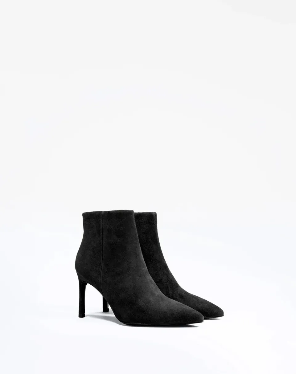 Mi/Mai Noura Black Suede bottines daim noir talon 8 cm