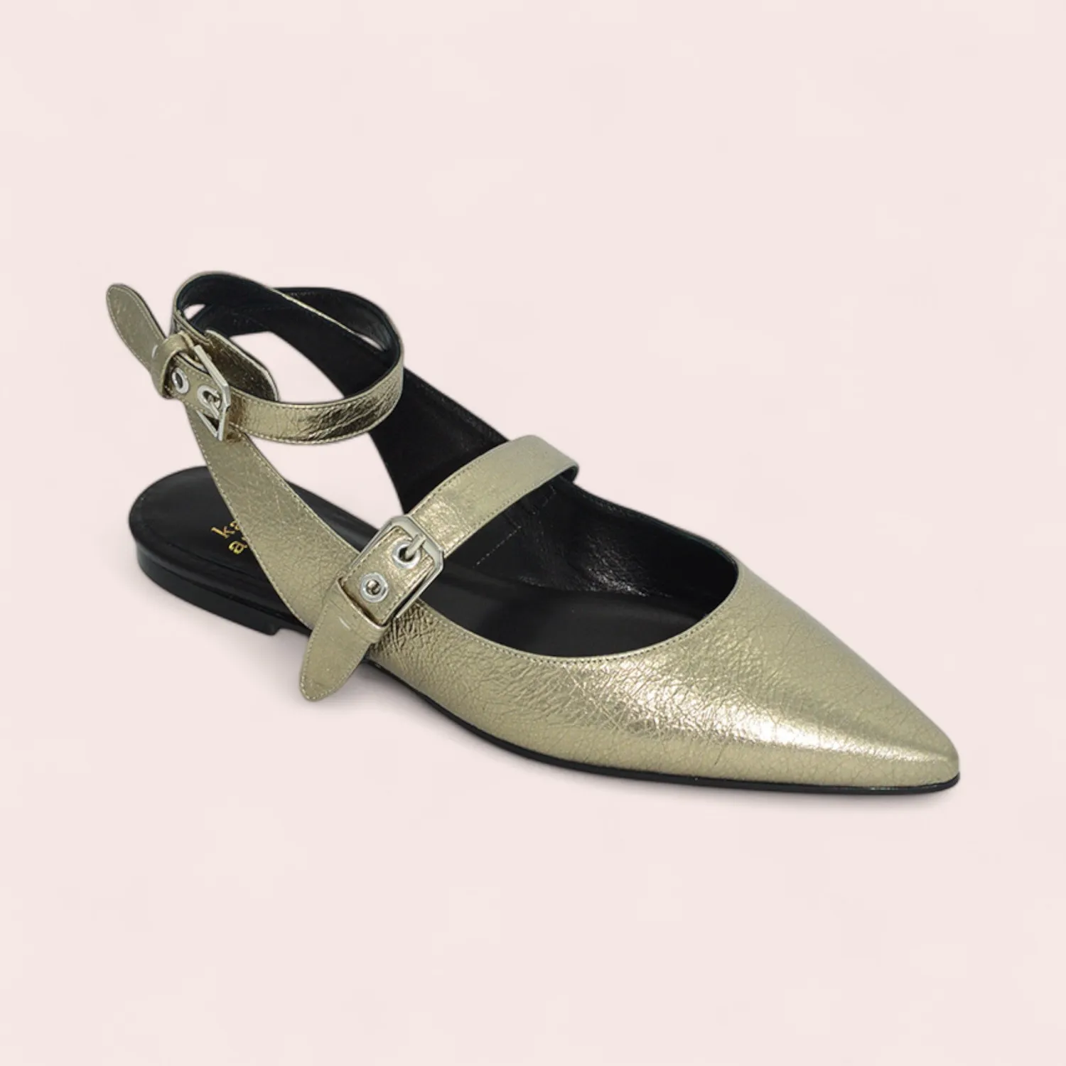 Karine Arabian Candy sandales plates cuir platine