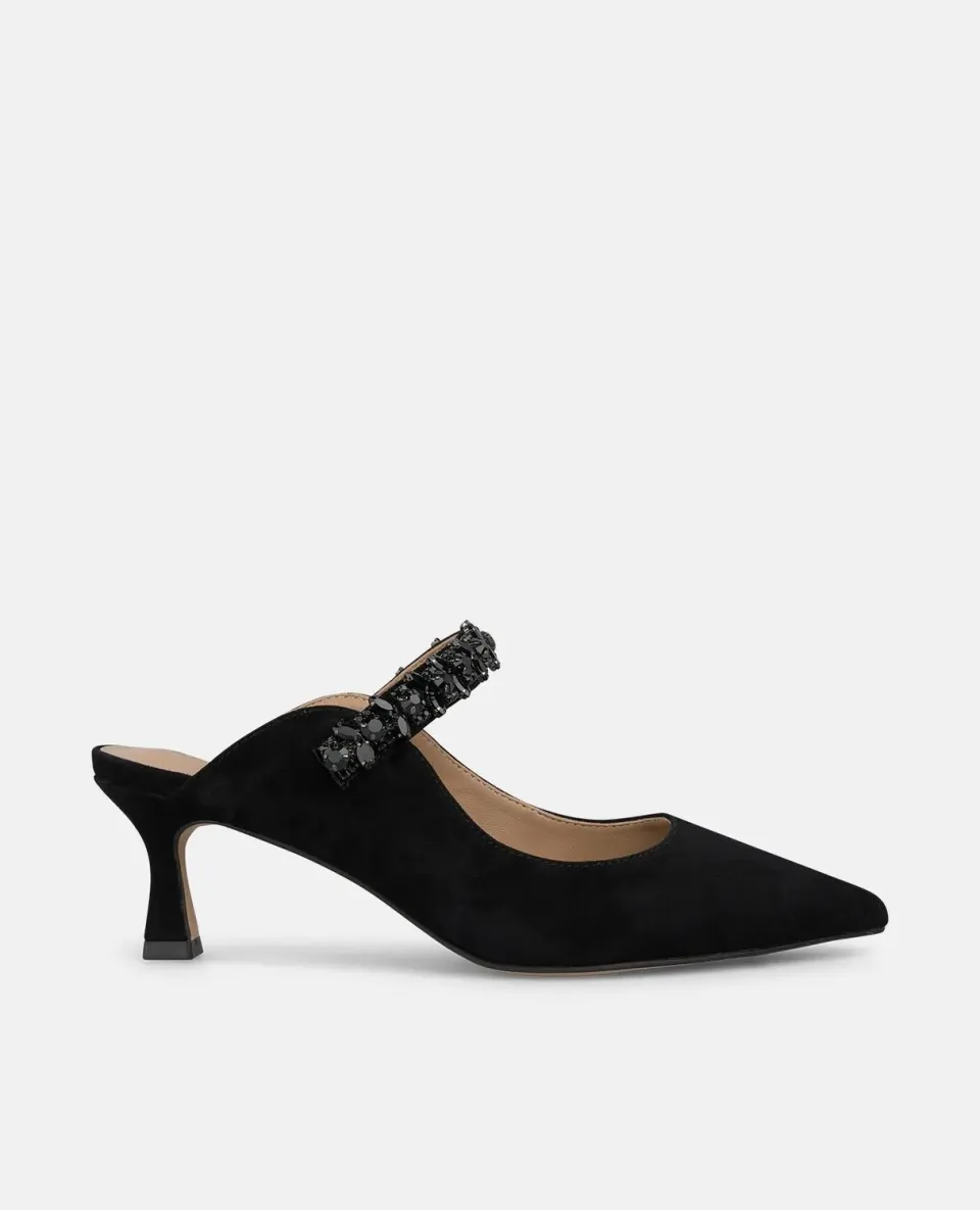 Alma en Pena I250508 mules noires strass talon 6 cm cuir
