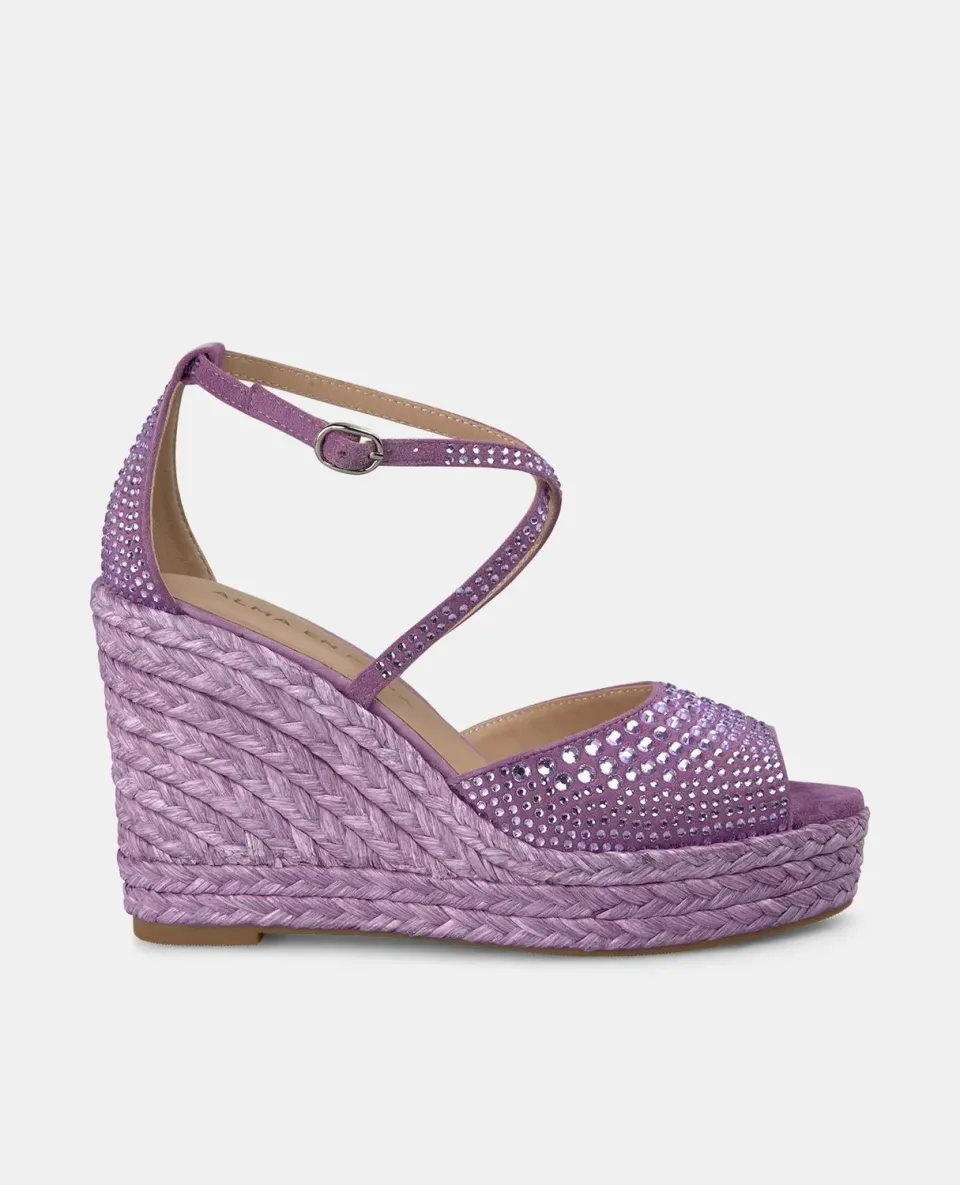 Alma en Pena V2551004 compensées violet strass talon 9,8 cm