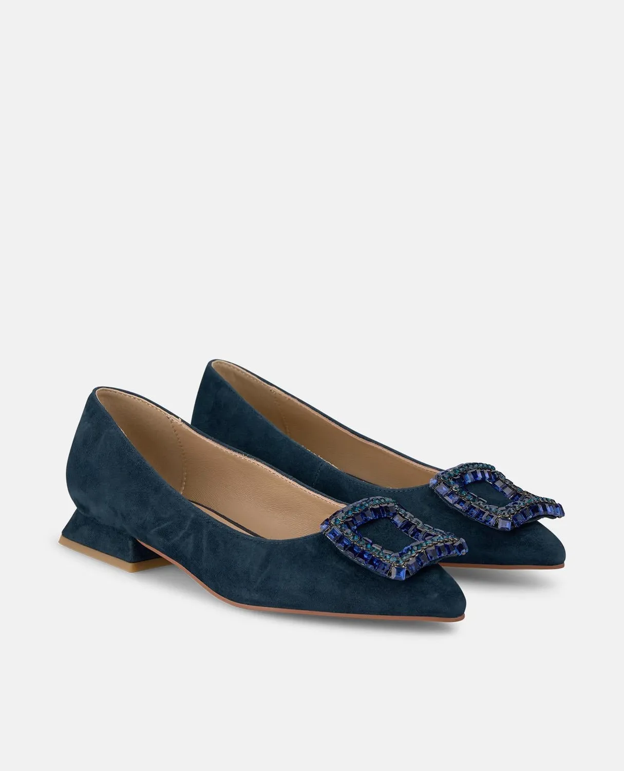 Alma en Pena I250130 escarpins plats bleu marine strass