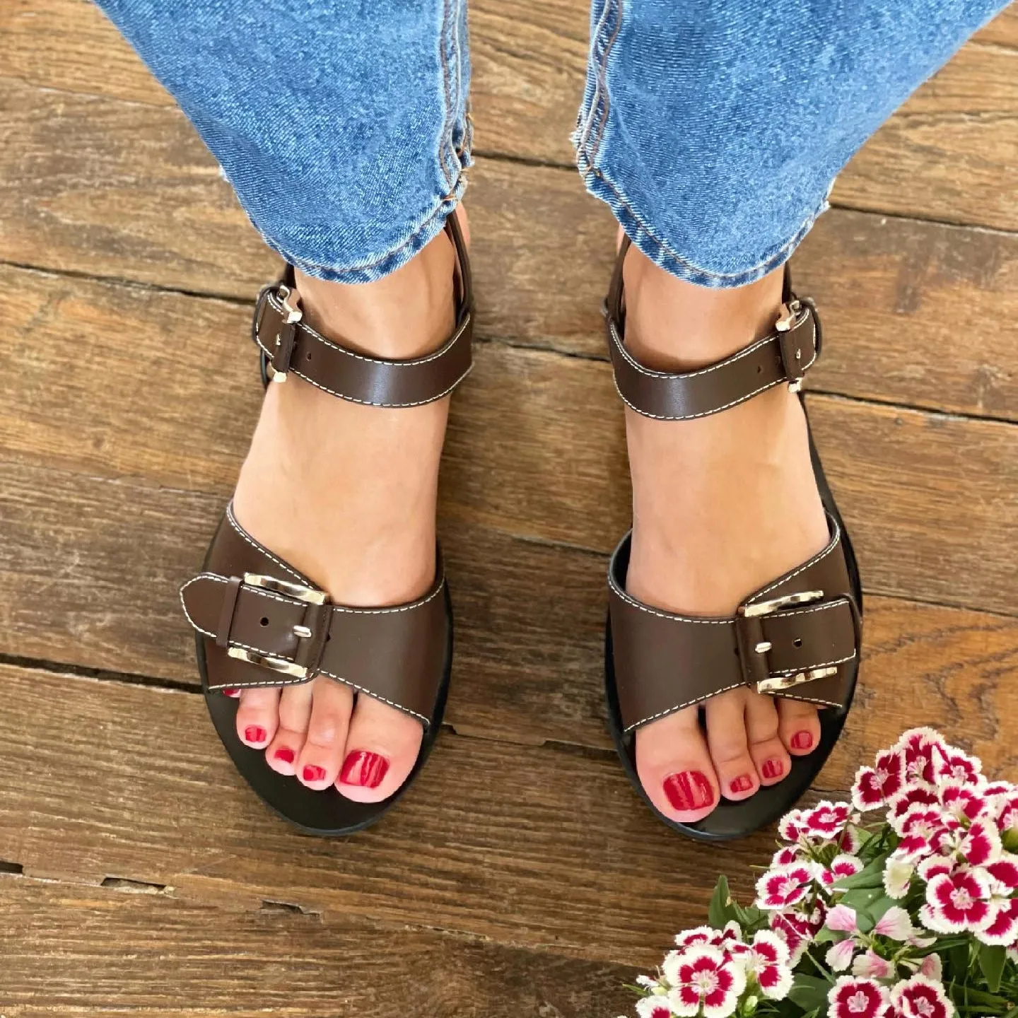 Karine Arabian Tyler sandale cuir marron 25 mm