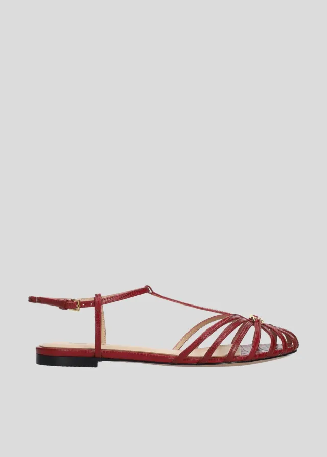 Lola Cruz Tango sandales plates bordeaux femme