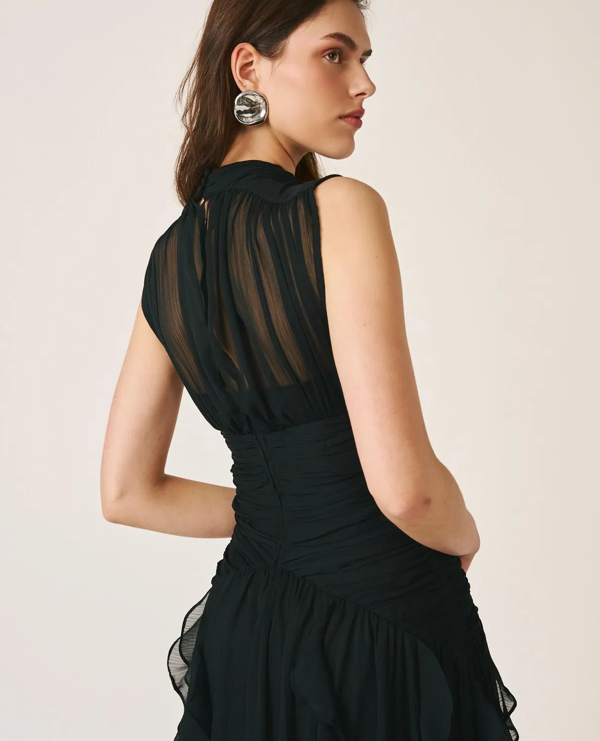 Alma en Pena V26CL0241 robe longue noire volants