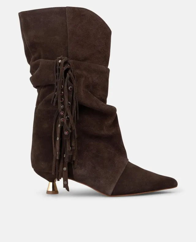 Alma en Pena I260371 bottines marron daim franges talon 4 cm