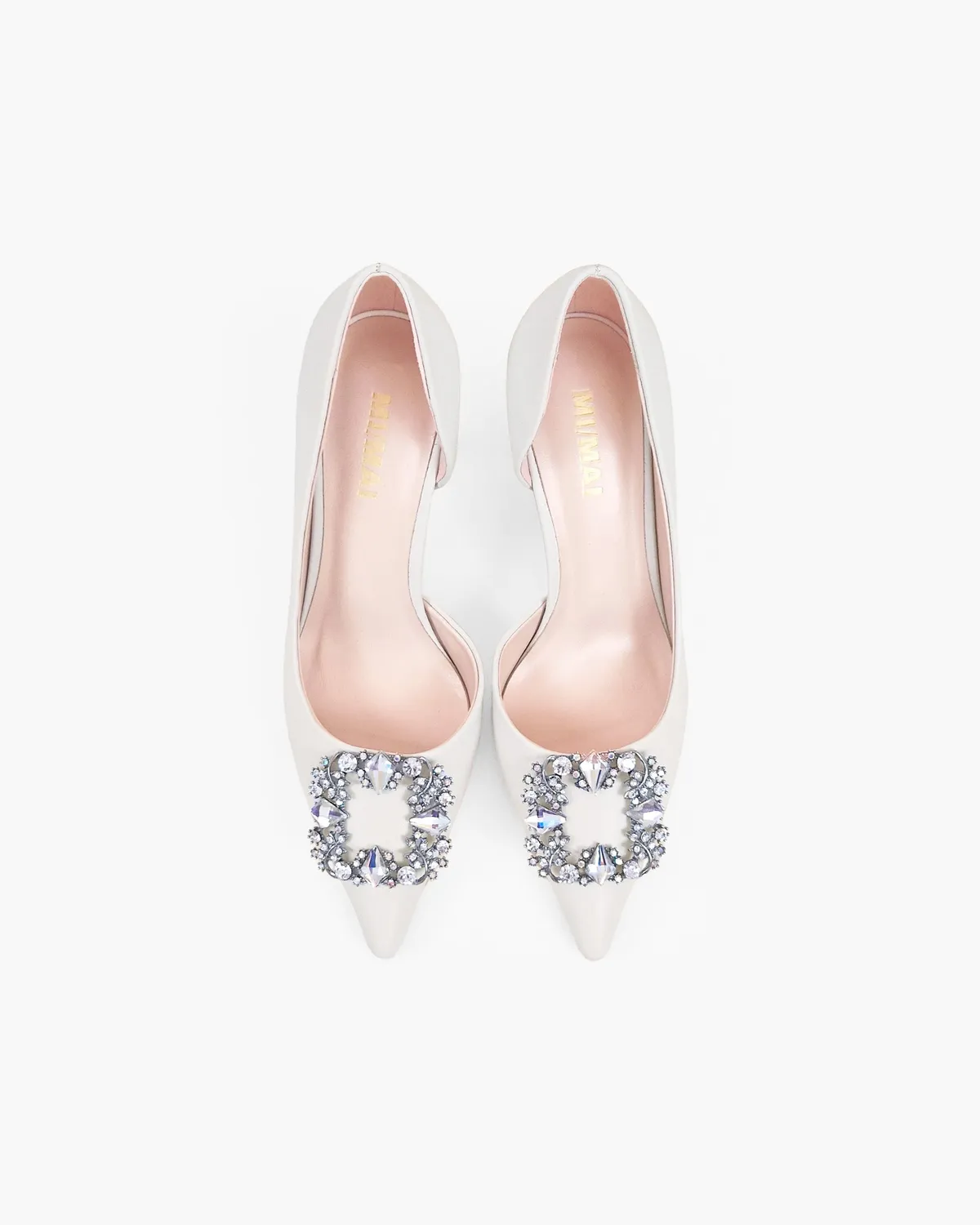 Mi/Mai Astoria White Leather escarpins blanc strass cristaux