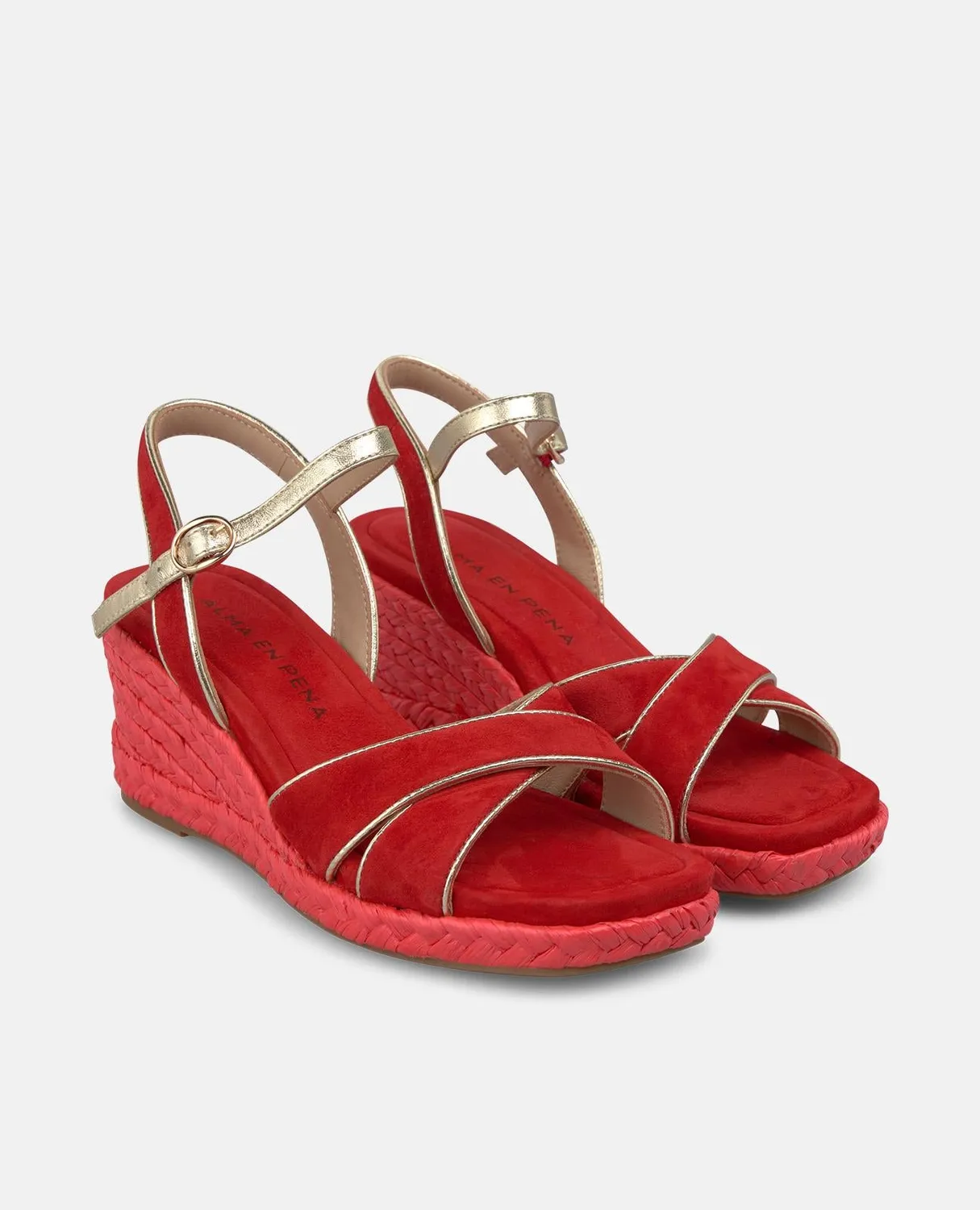 Alma en Pena V266750 espadrilles compensées rouges 7 cm