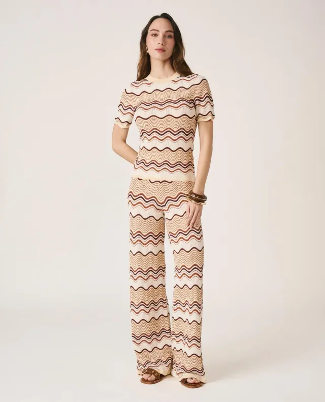Alma en Pena V26CL1600 pantalon maille caramel straight