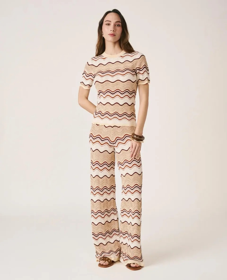 Alma en Pena V26CL1600 pantalon maille caramel straight