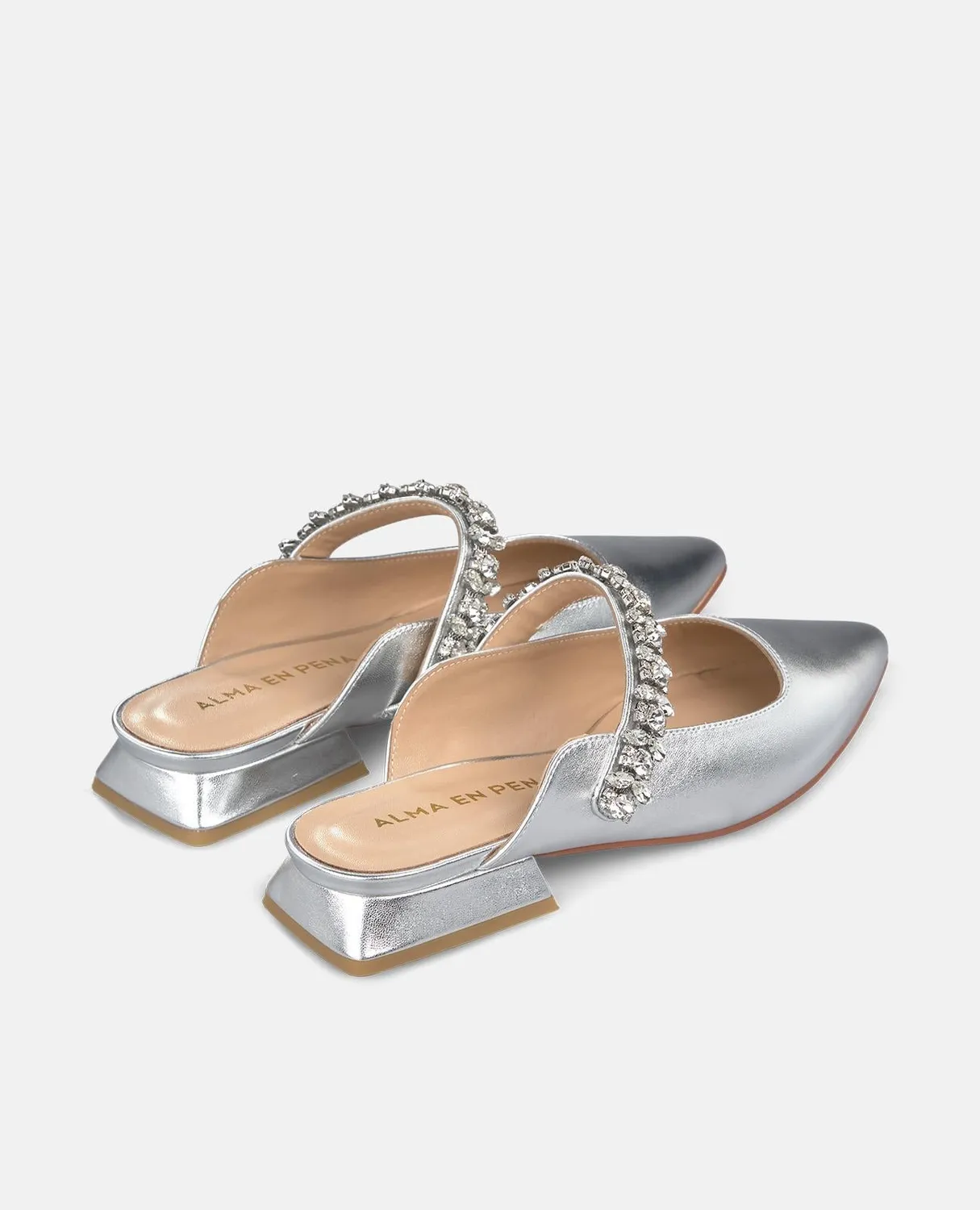 Alma en Pena V250491 mules argenté strass talon 2 cm