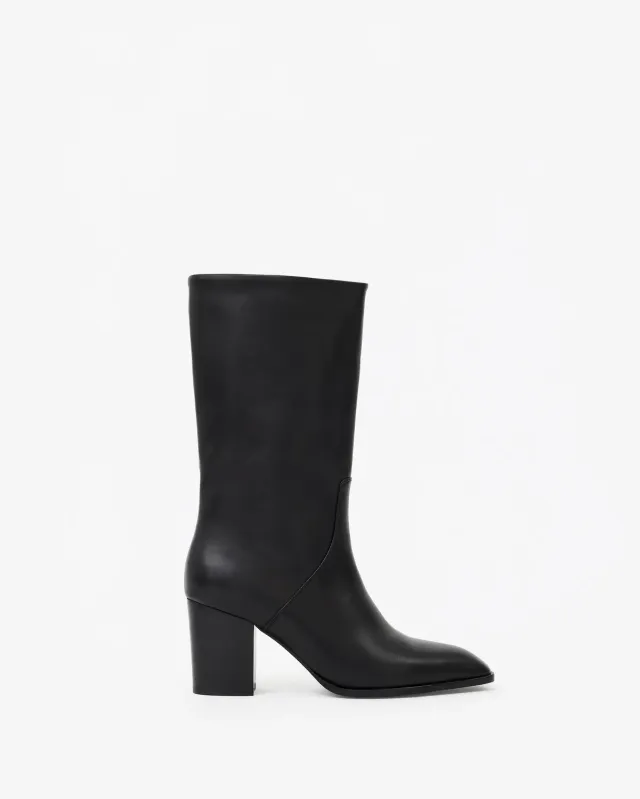 Mi/Mai Borge Black bottes cuir noir talon bloc