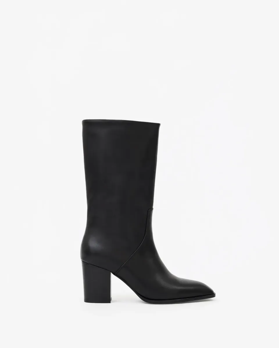 Mi/Mai Borge Black bottes cuir noir talon bloc