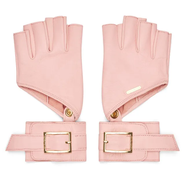 Maison Ernest Pulsion mitaines rose pastel cuir mat