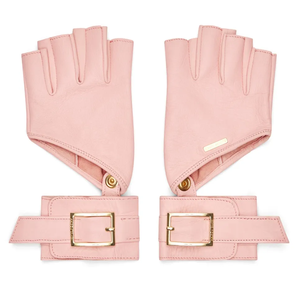 Maison Ernest Pulsion mitaines rose pastel cuir mat