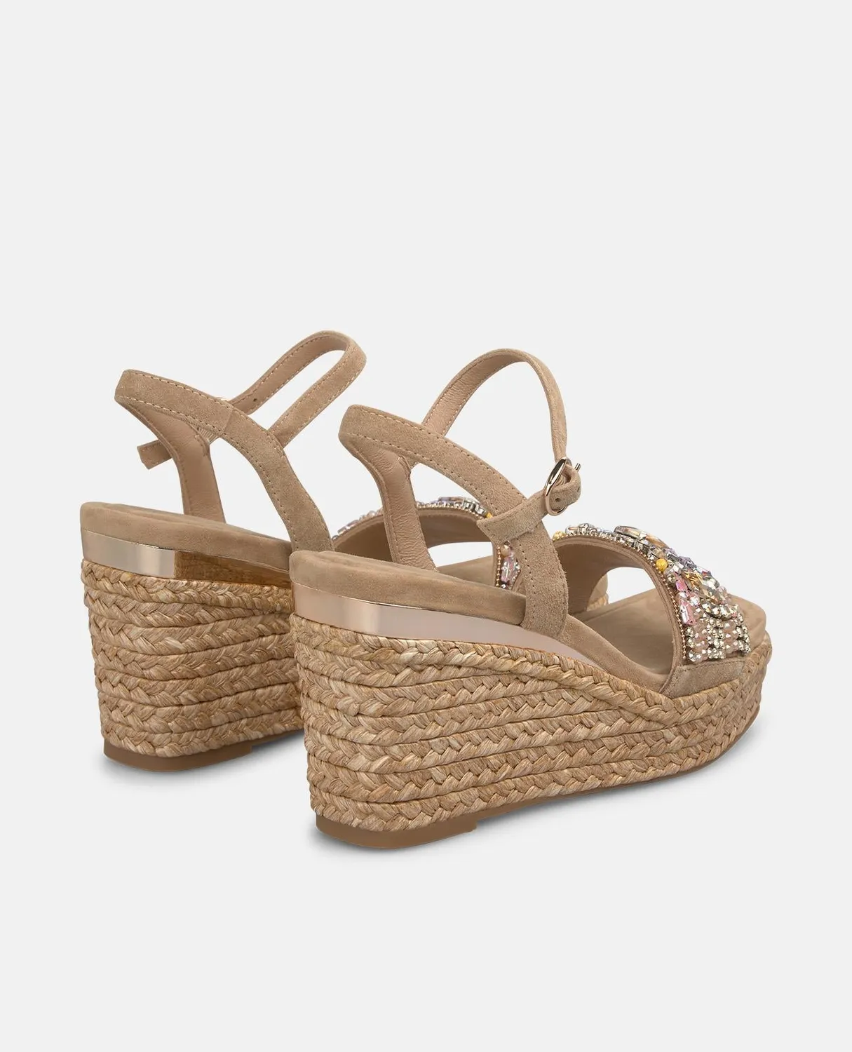 Alma en Pena V265503 espadrilles compensées sable strass 9 cm