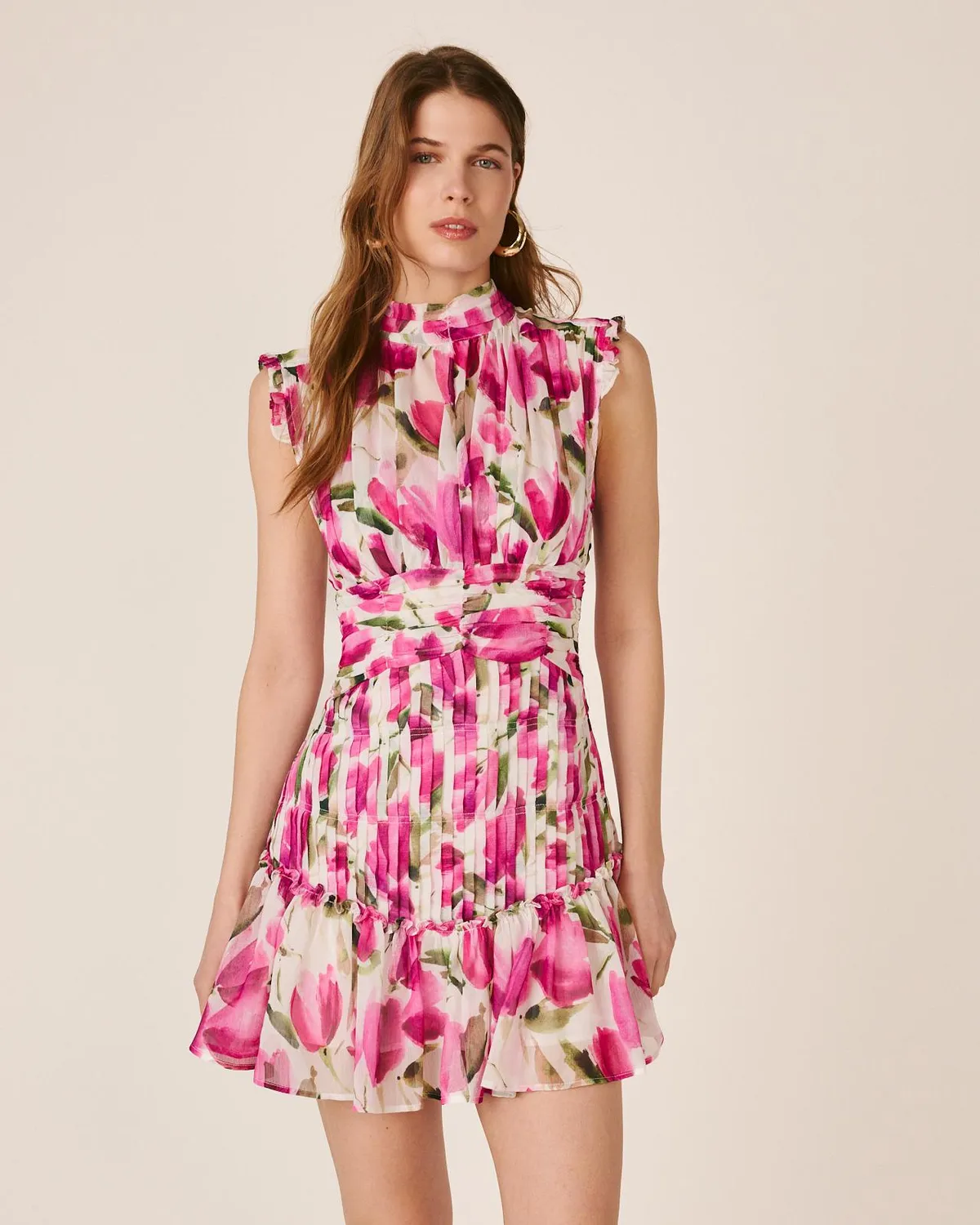 Alma en Pena V26CL0106 robe courte col montant rose
