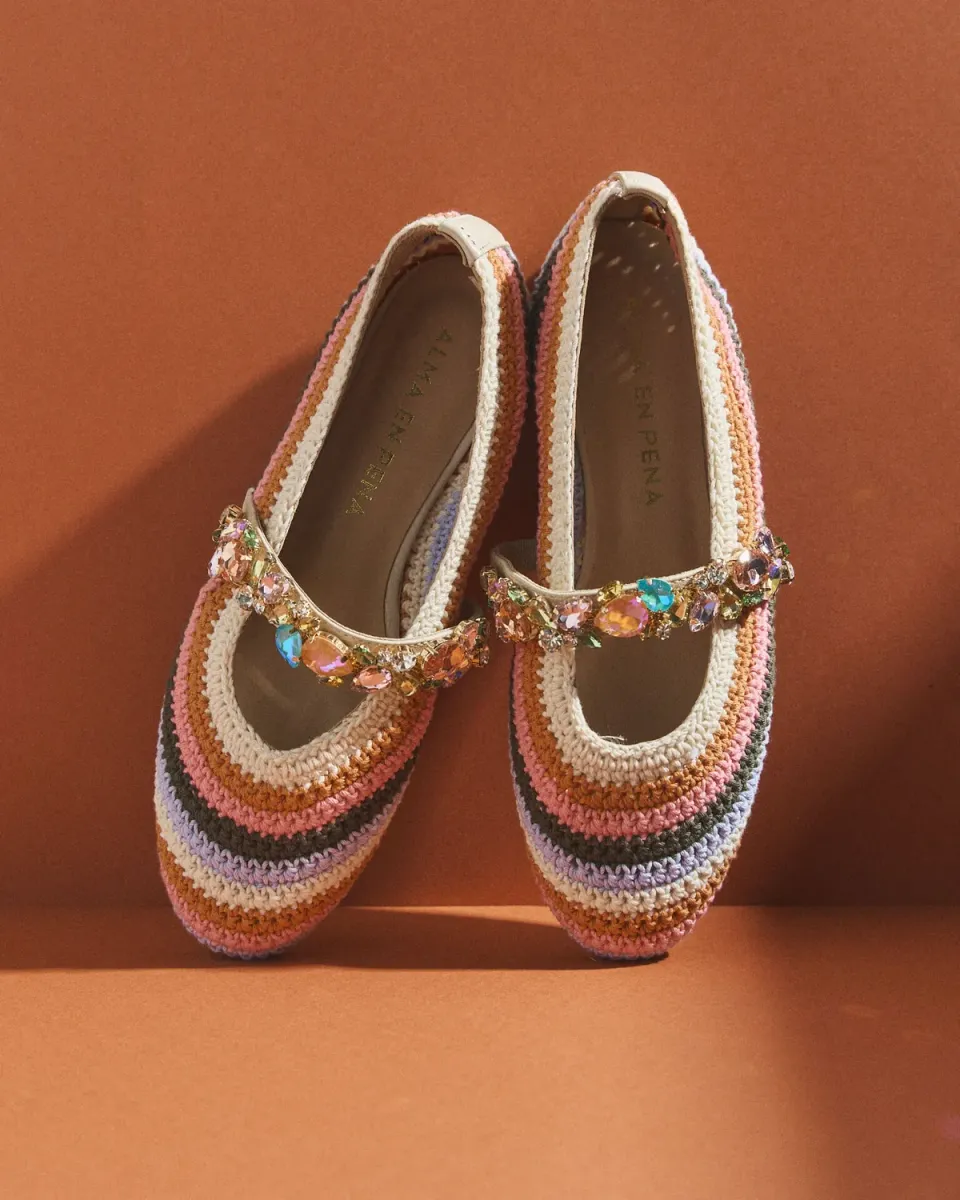 Alma en Pena V261203 ballerines crochet multicolore plates