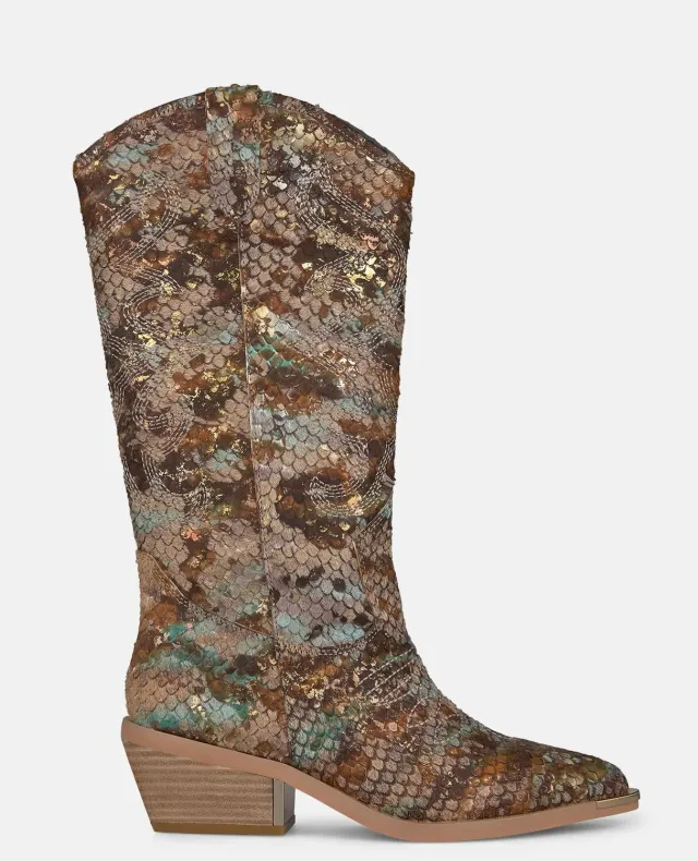 Alma en Pena V260254 bottes cowboy camel cuir 5 cm