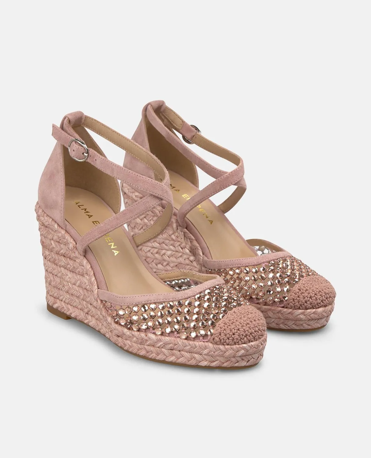 Alma en Pena V265602 sandales compensées rose poudré 9,5 cm