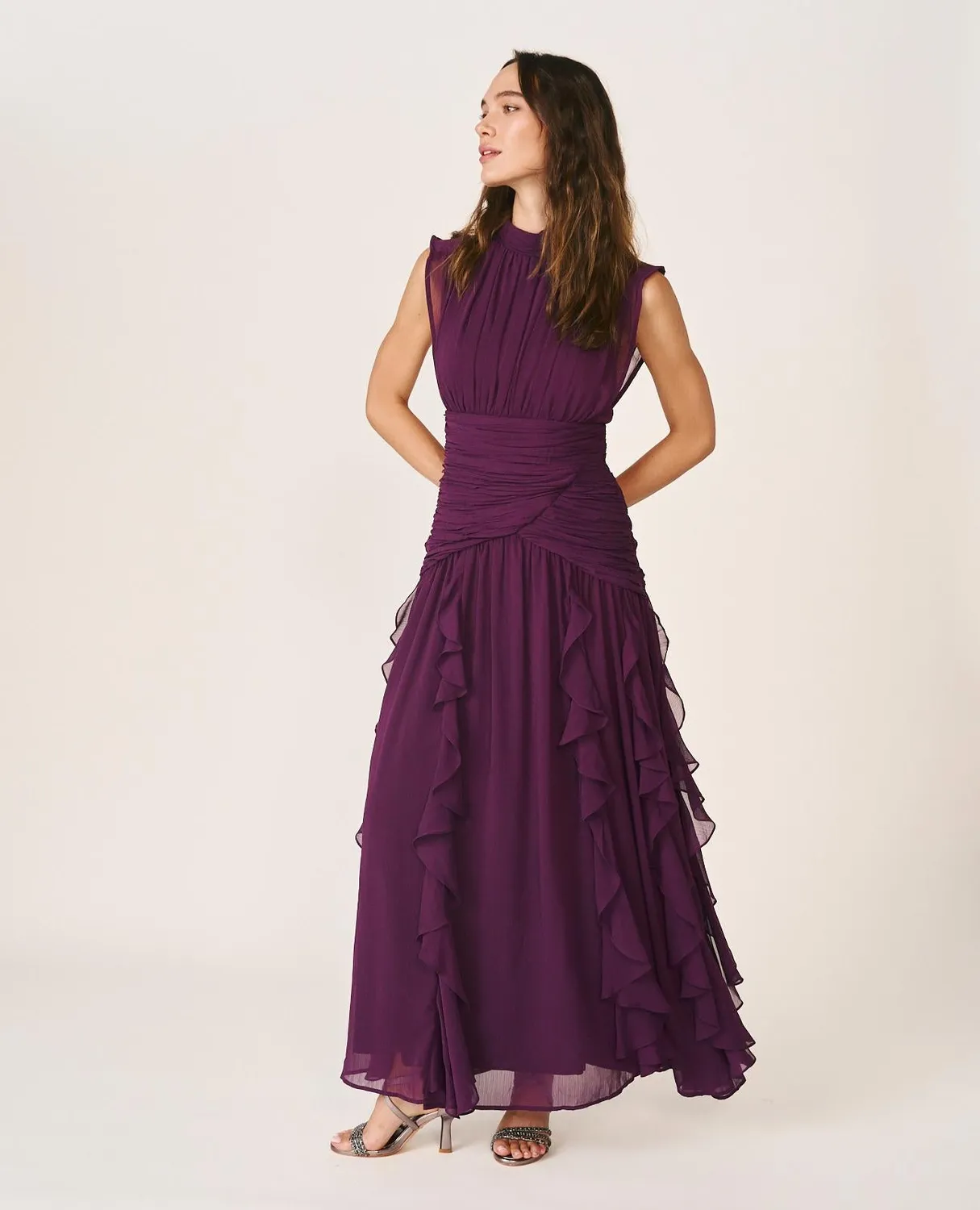 Alma en Pena I26CL0244 robe longue violette volants