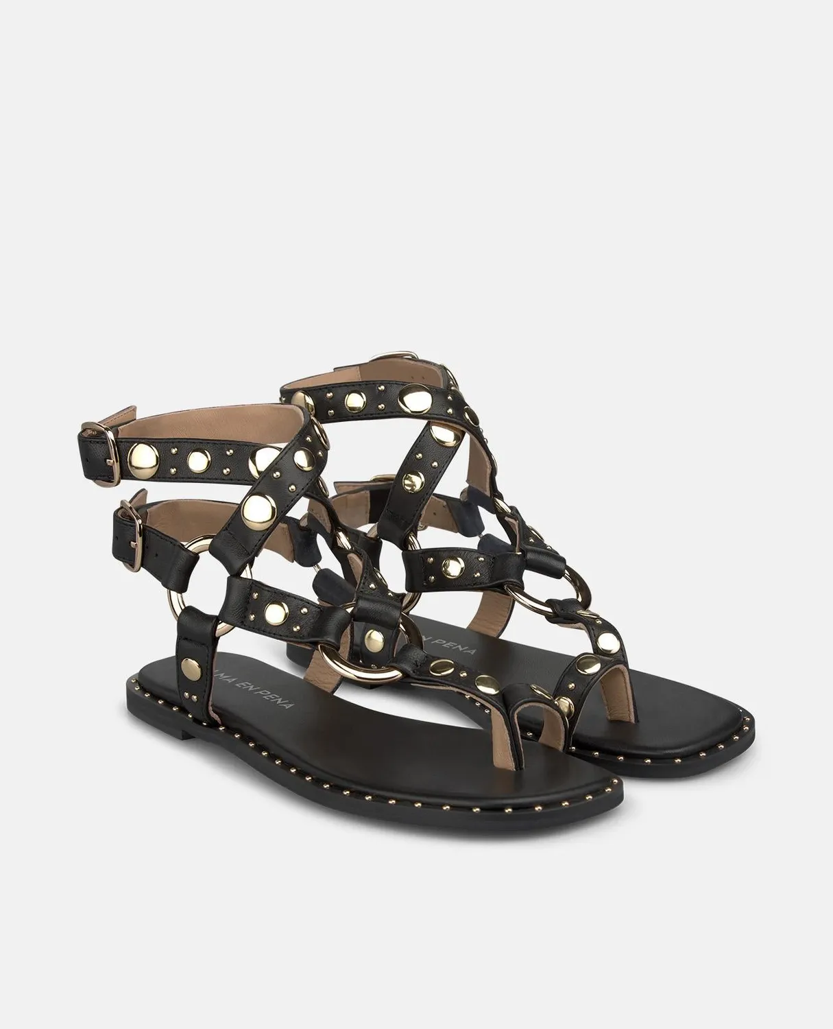 Alma en Pena V268211 Sandales Plates T-Strap Noir