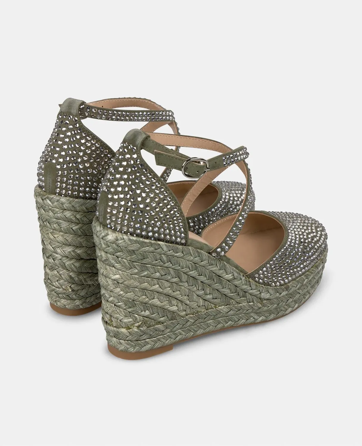 Alma en Pena V2551002 compensée kaki cuir strass 9,8cm