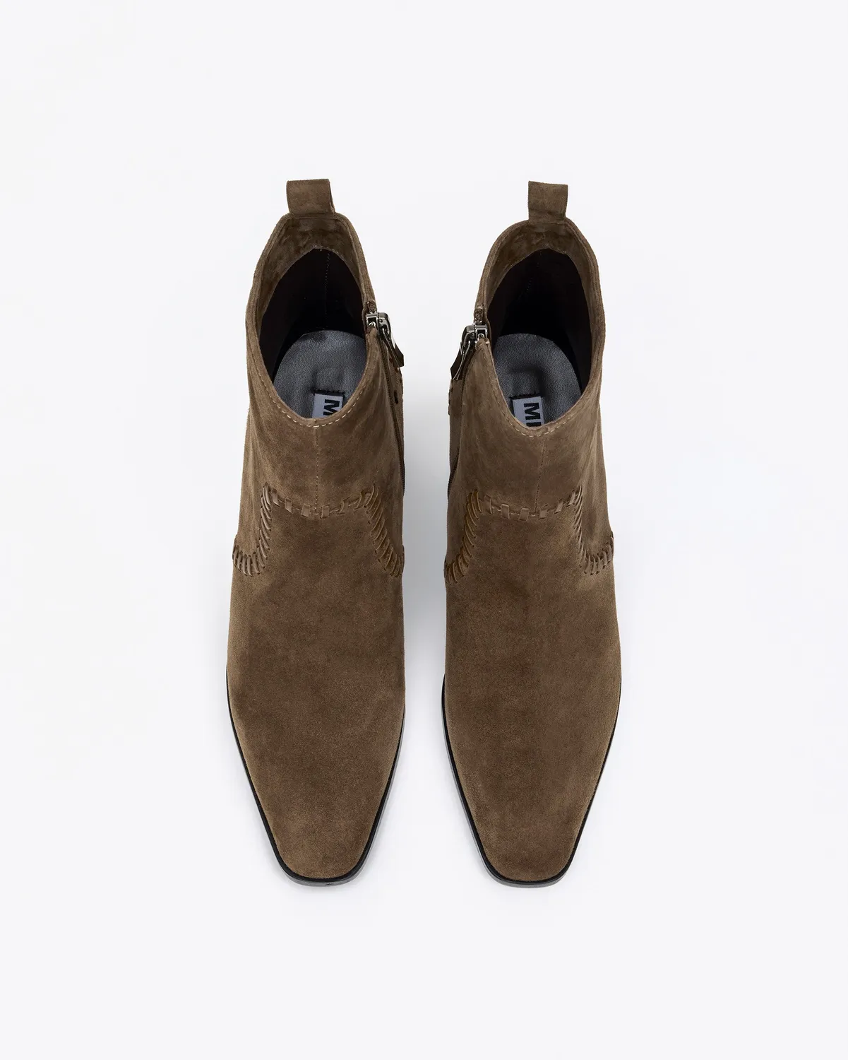 Mi/Mai Marcia Brown bottines daim marron talon bloc