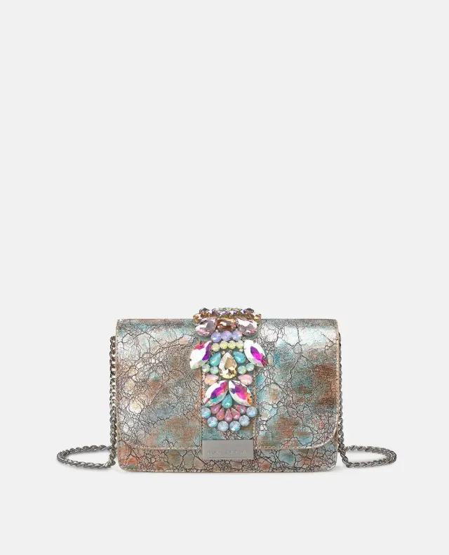 Alma en Pena BG103 pochette cuir turquoise strass soirée