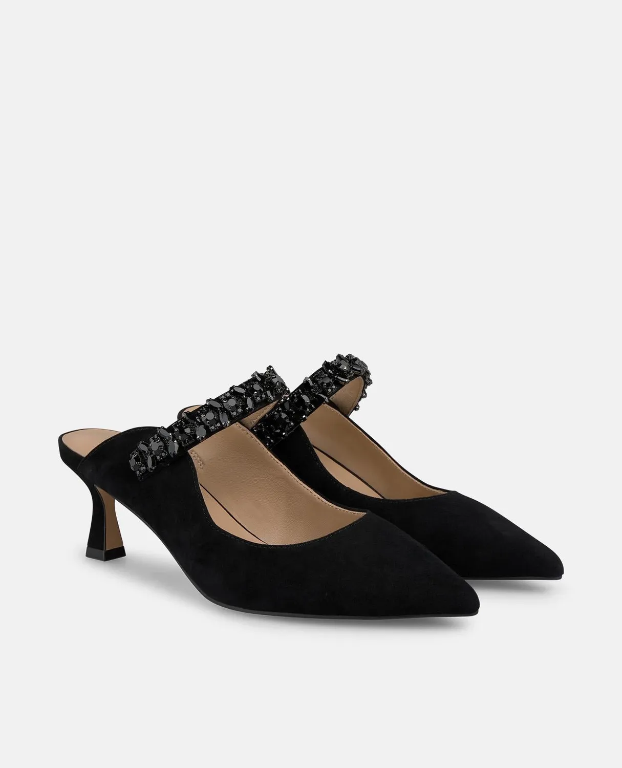 Alma en Pena I250508 mules noires strass talon 6 cm cuir