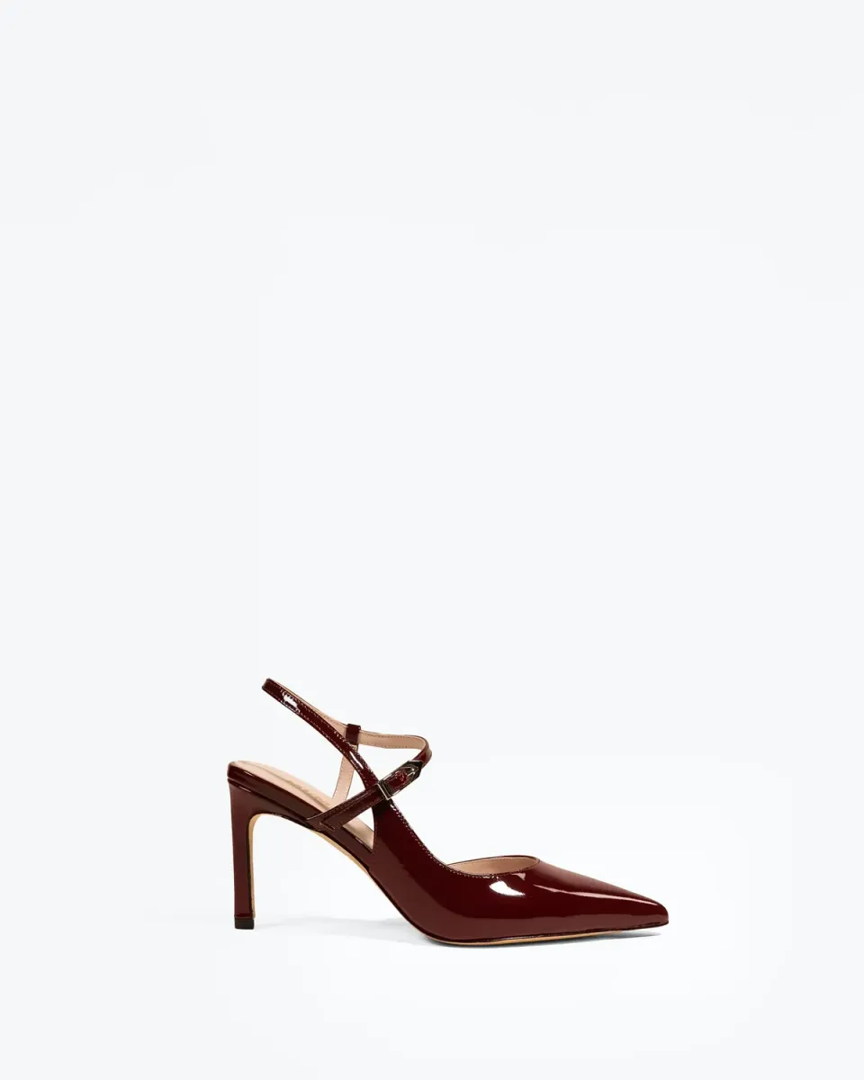 Mi/Mai Emy Burgundy Patent escarpins verni bordeaux bride