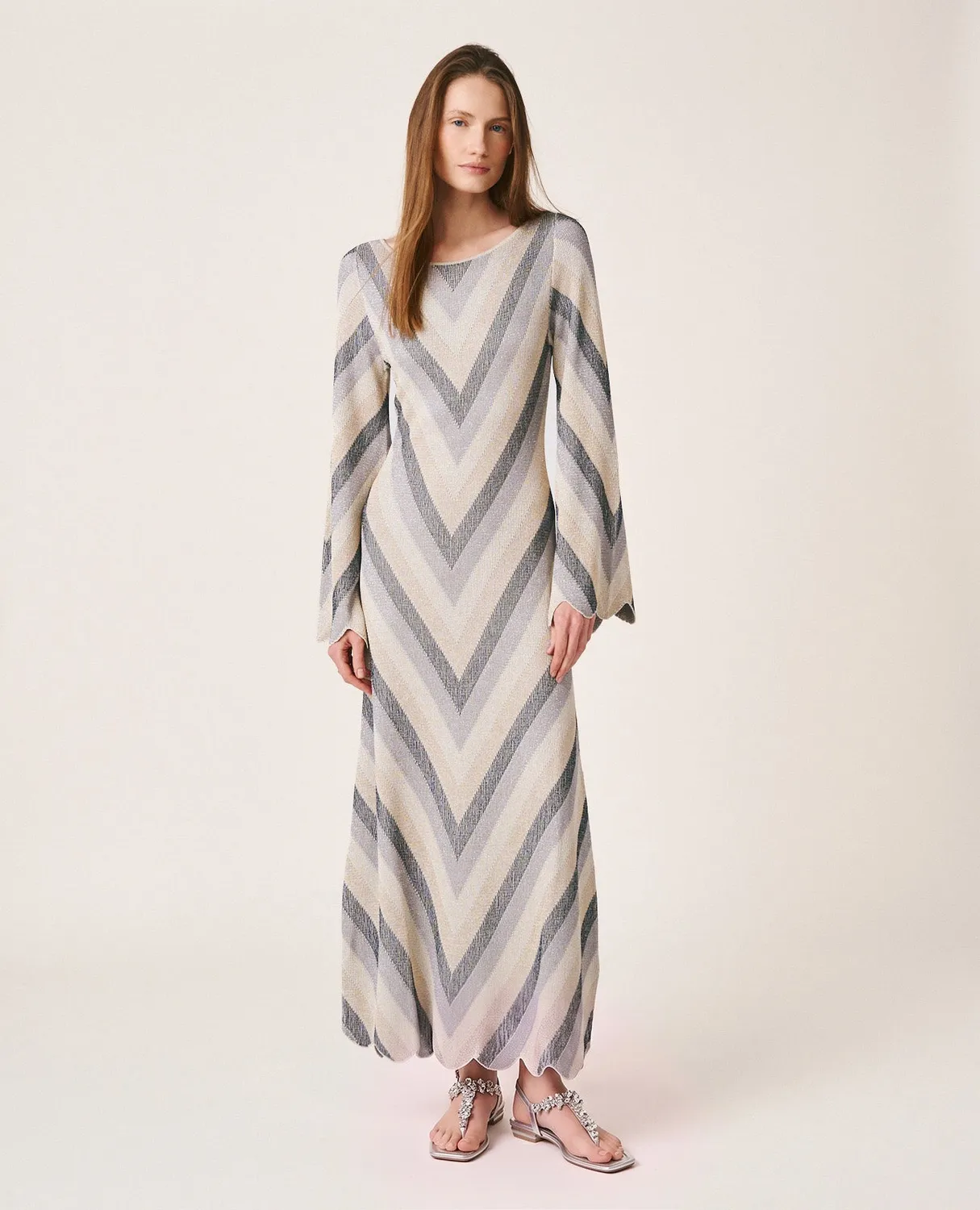 Alma en Pena V26CL0204 robe longue maille taupe