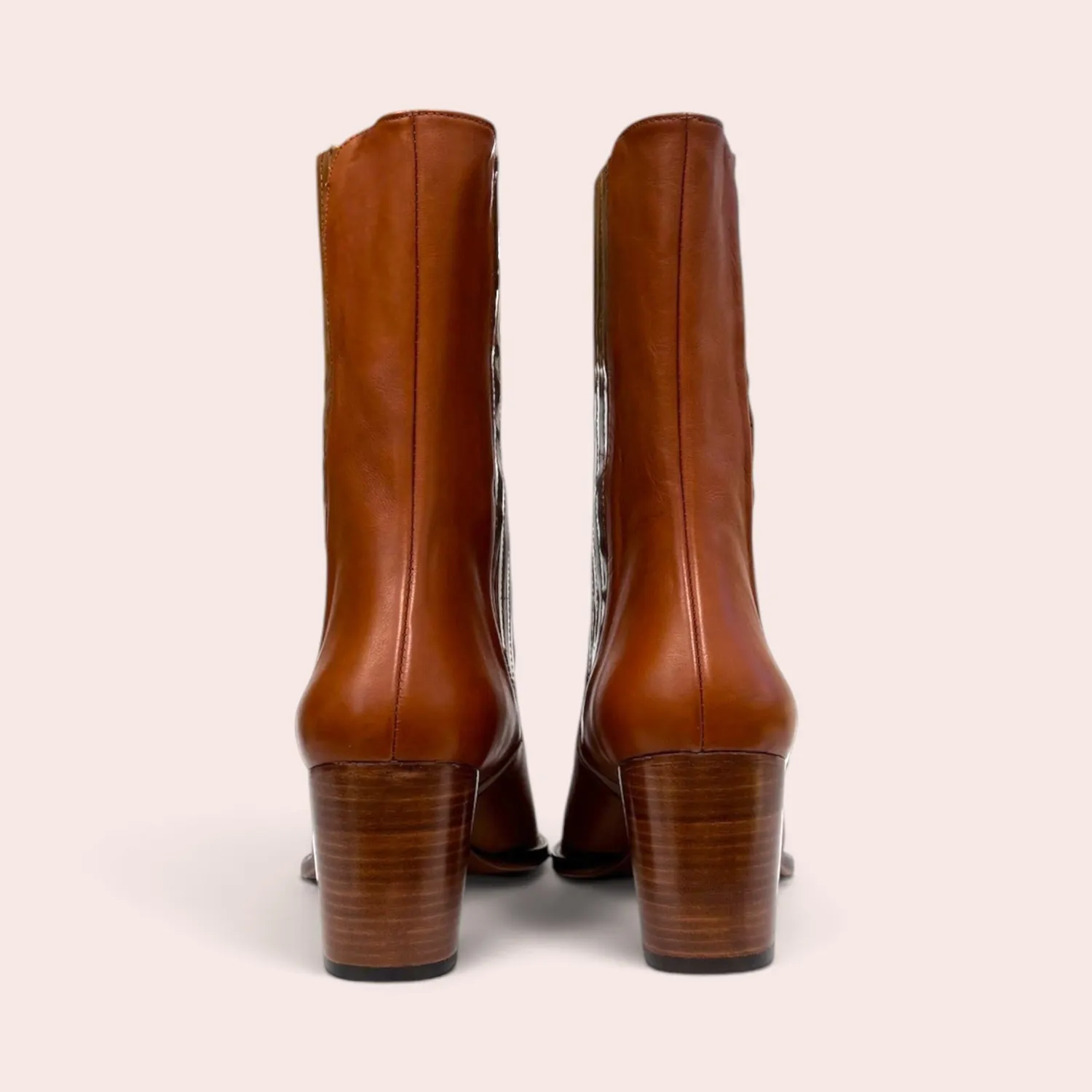 Karine Arabian Lamaz bottes camel cuir talon 6 cm