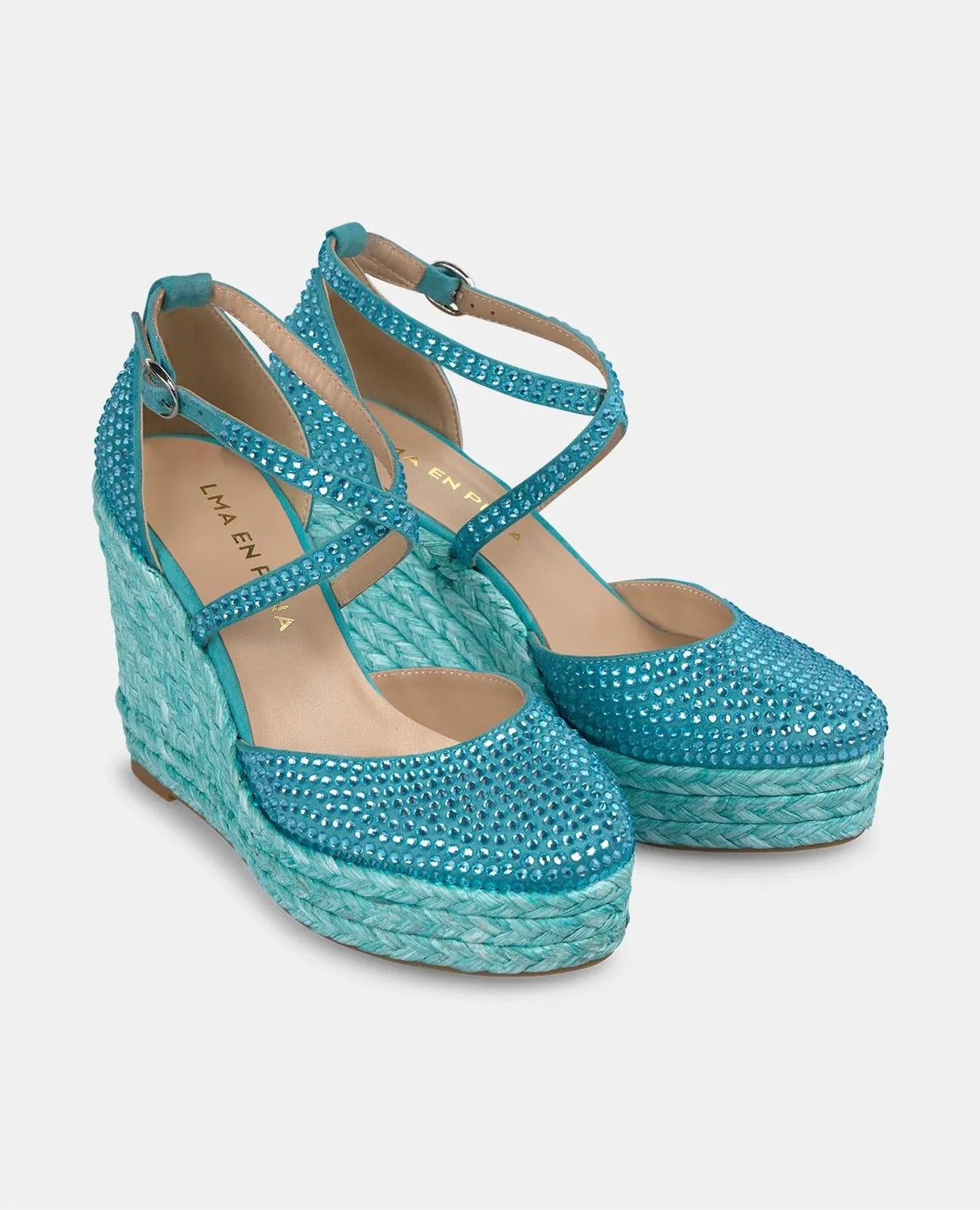Alma en Pena V2551002 compensées turquoise cuir strass