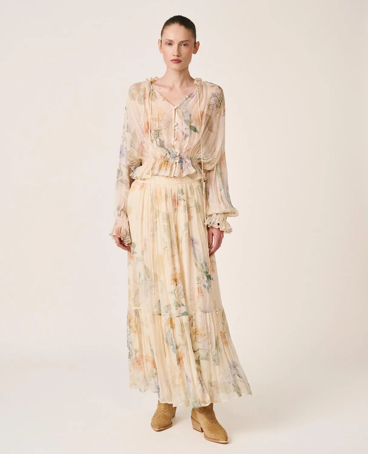 Alma en Pena V26CL0500 blouse jaune gaze smockée