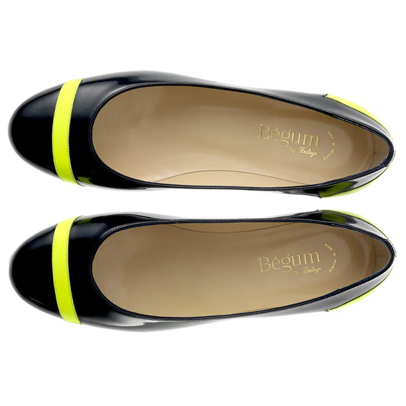 Bégum Paris Vélo ballerine vernie bicolore talon 10 mm