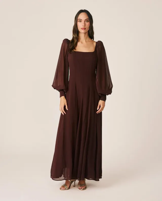 Alma en Pena I26CL0208 robe longue marron gaze