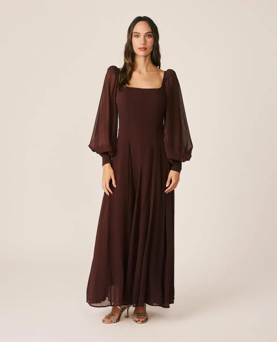 Alma en Pena I26CL0208 robe longue marron gaze