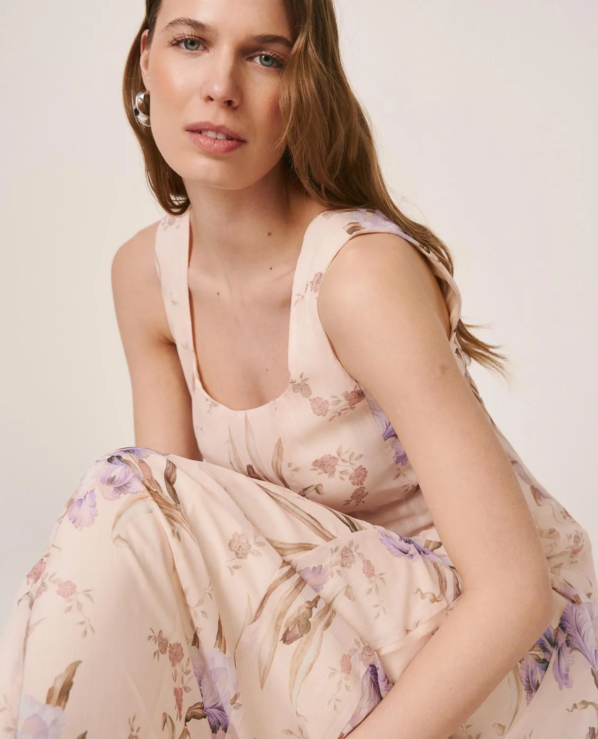 Alma en Pena V26CL0211 robe midi gaze lilas volants