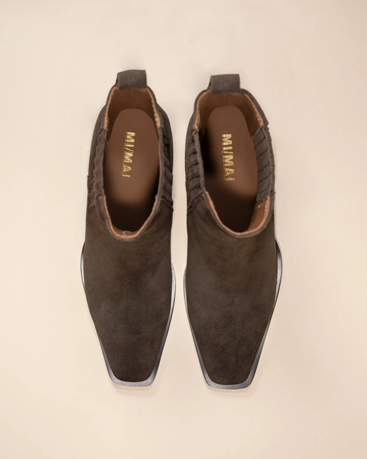 Mi/Mai Jane II Kaki Suede bottines chelsea daim