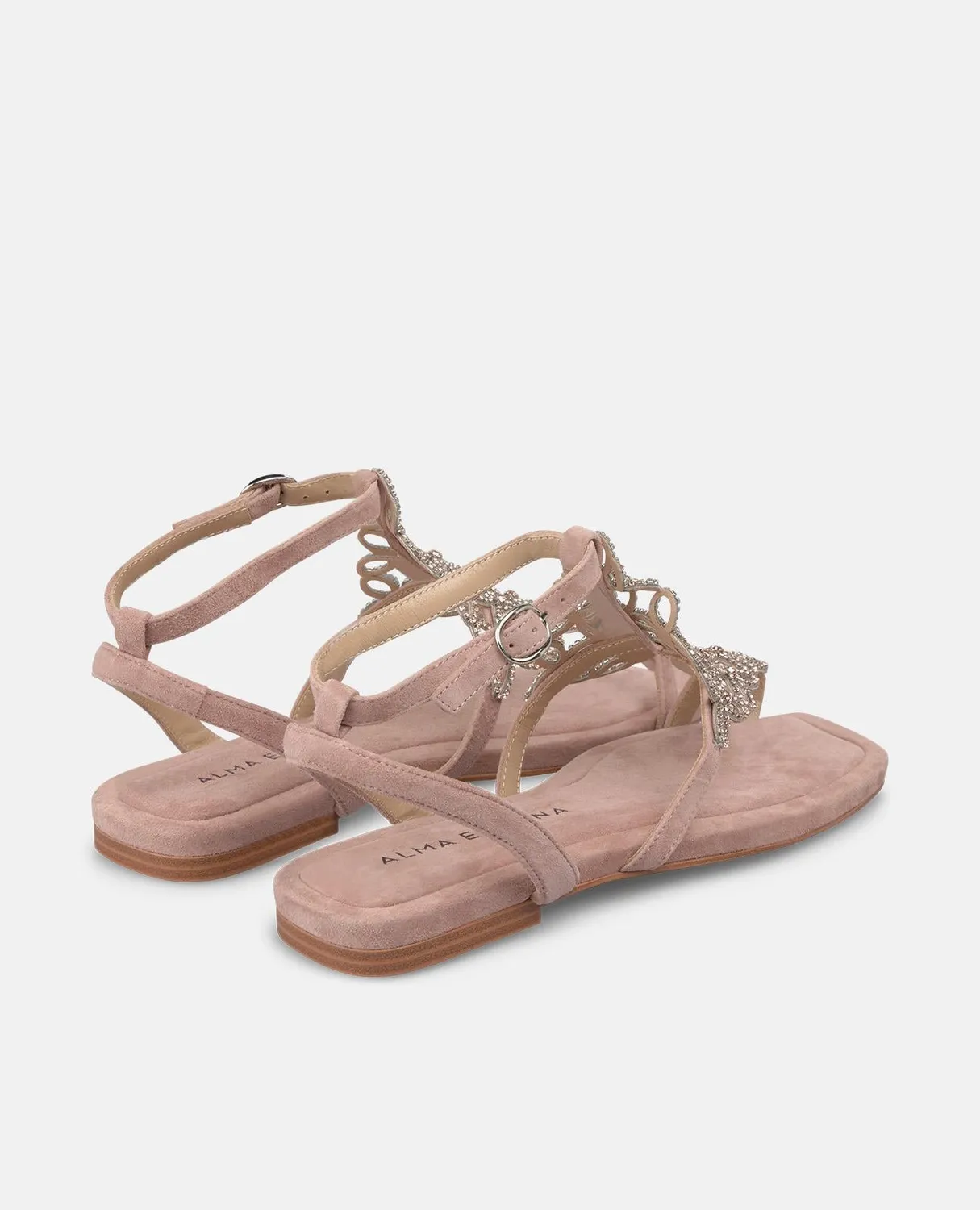 Alma en Pena V251914 sandales plates vieux rose strass