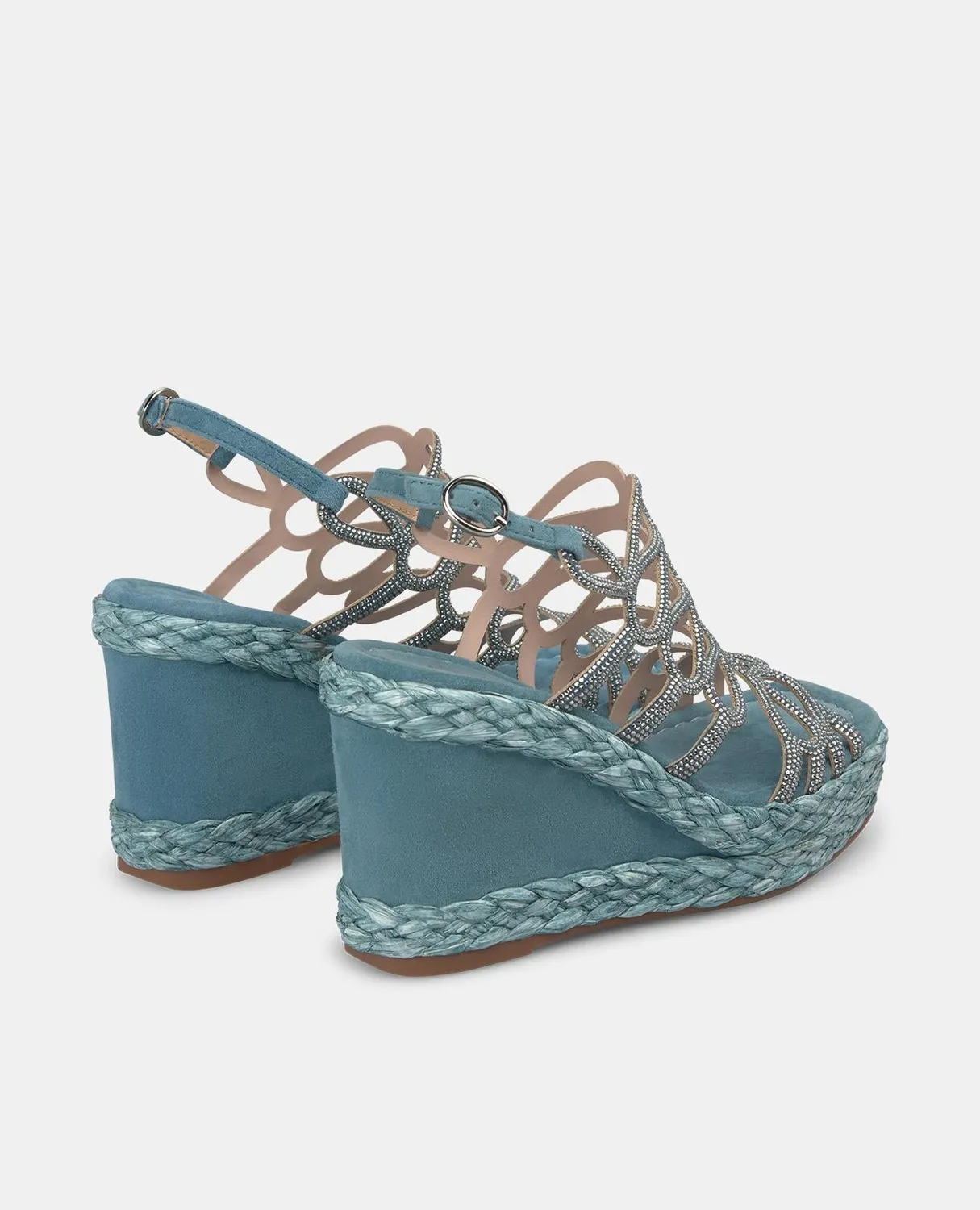 Alma en Pena V240986 sandales jeans cuir compensées strass