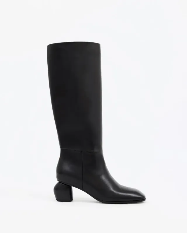 Mi/Mai Galia Low Black bottes cuir noir talon 5cm