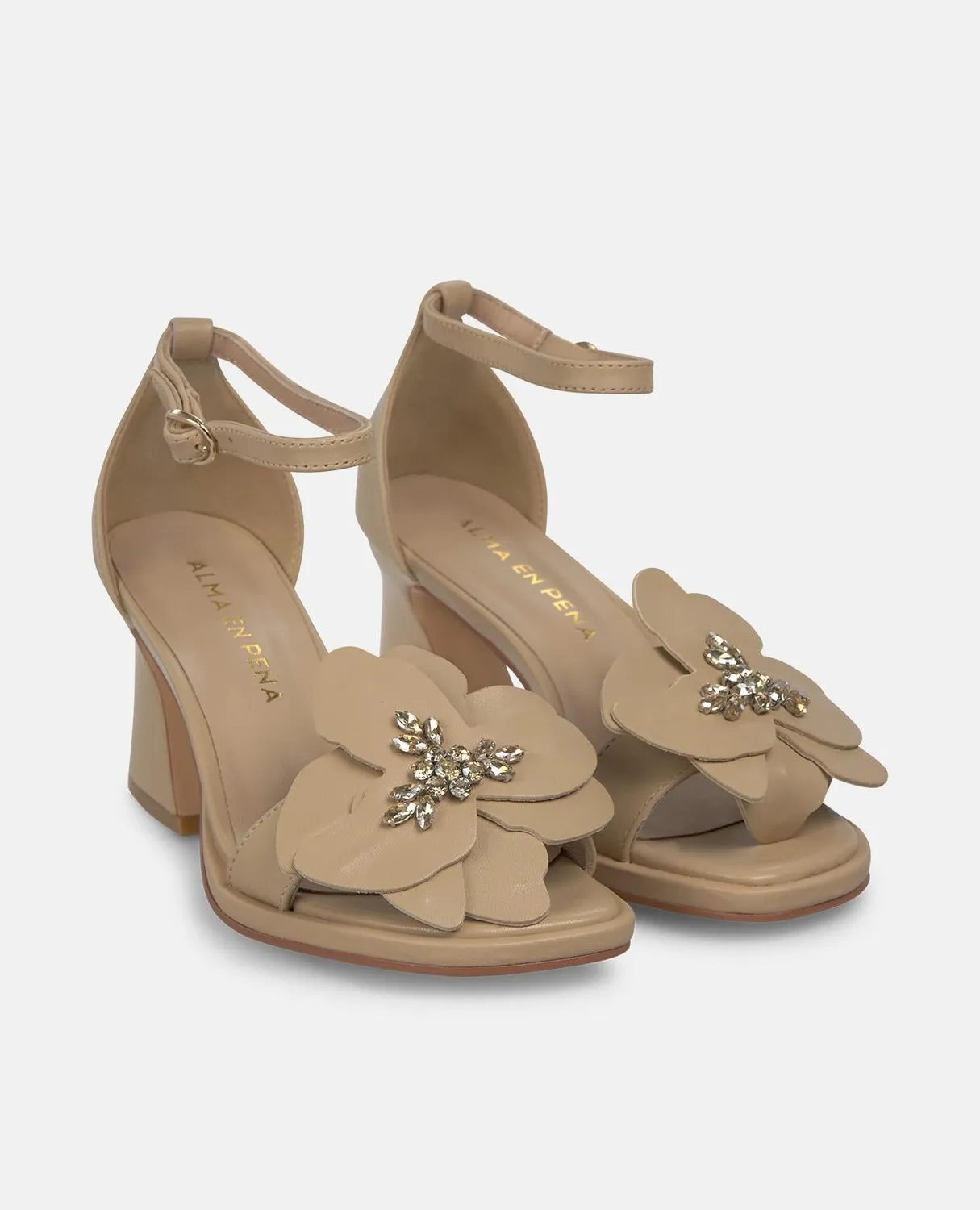 Alma en Pena V262401 sandales cuir beige fleur 8,5 cm