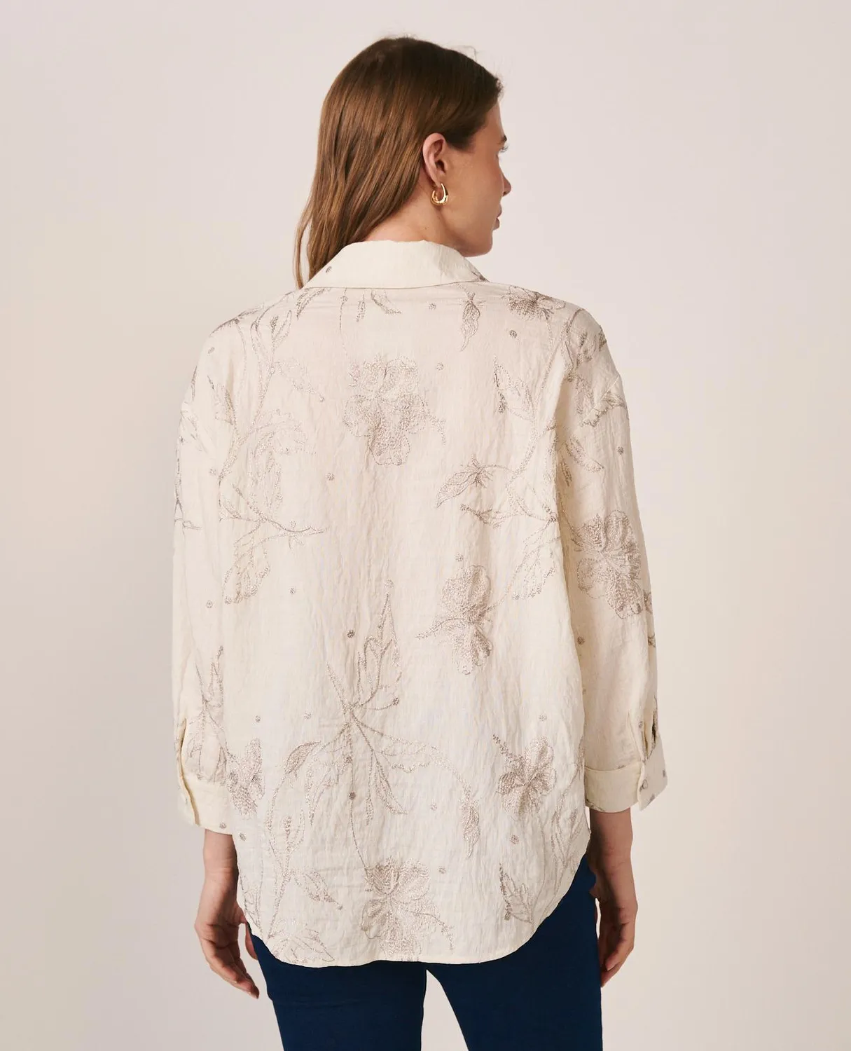 Alma en Pena V26CL0406 chemise blanche broderie florale