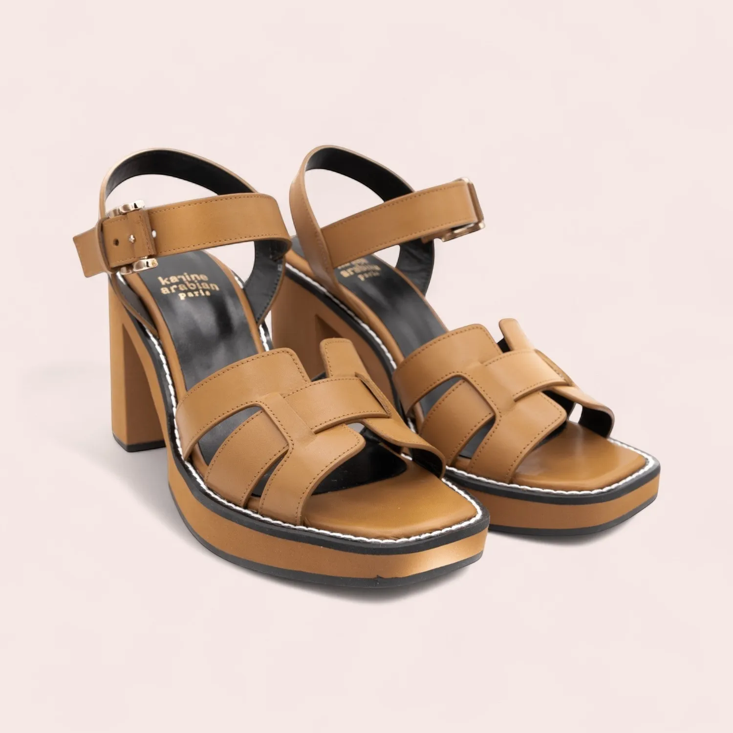 Karine Arabian Havana sandale compensée cuir camel