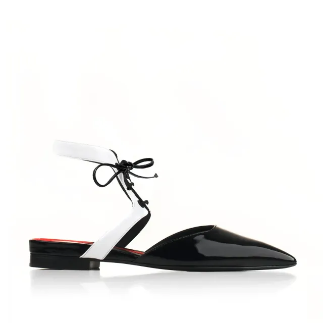 Maison Ernest Gatsby ballerines noir blanc vernis