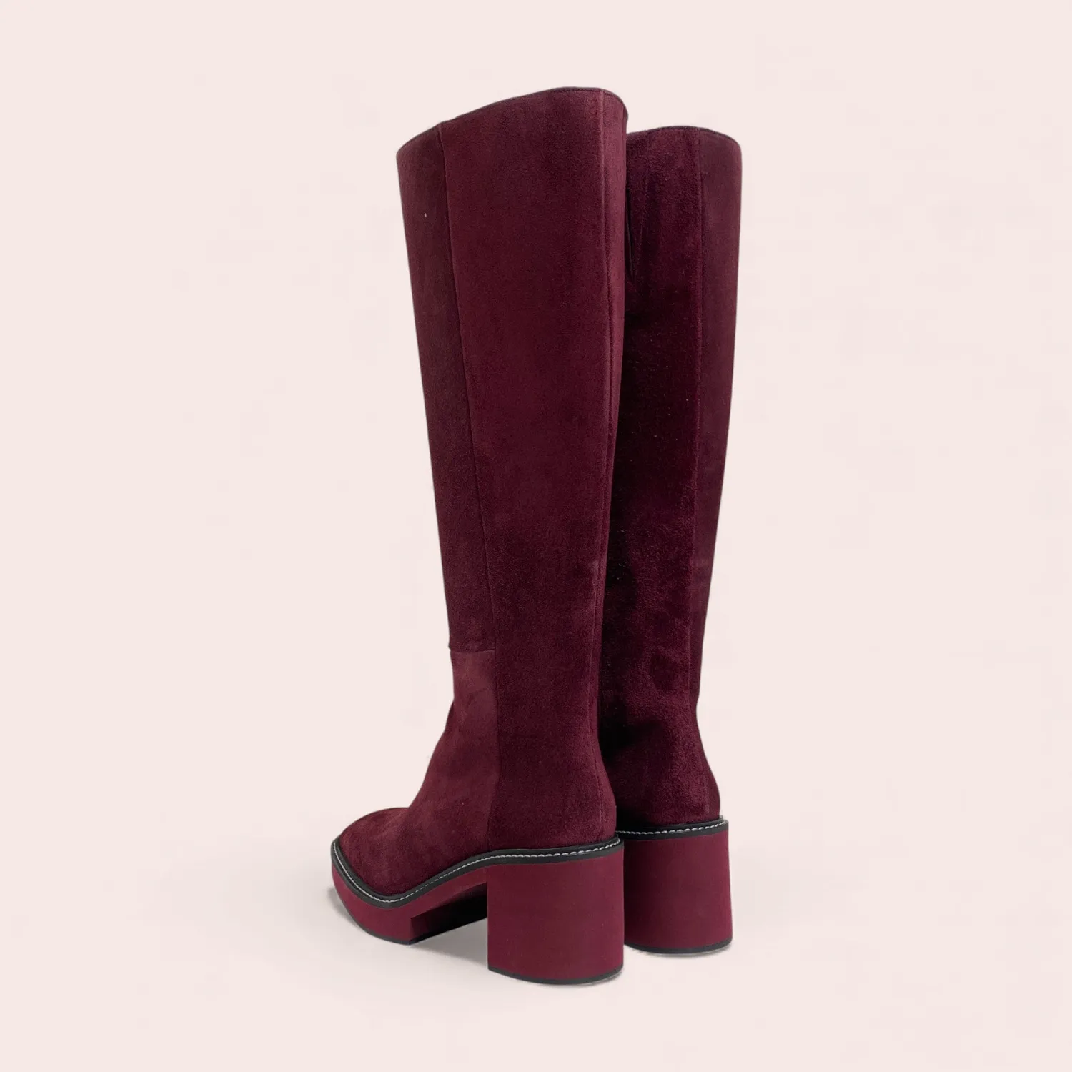 Karine Arabian BRANDON bottes prune cuir velours compensees