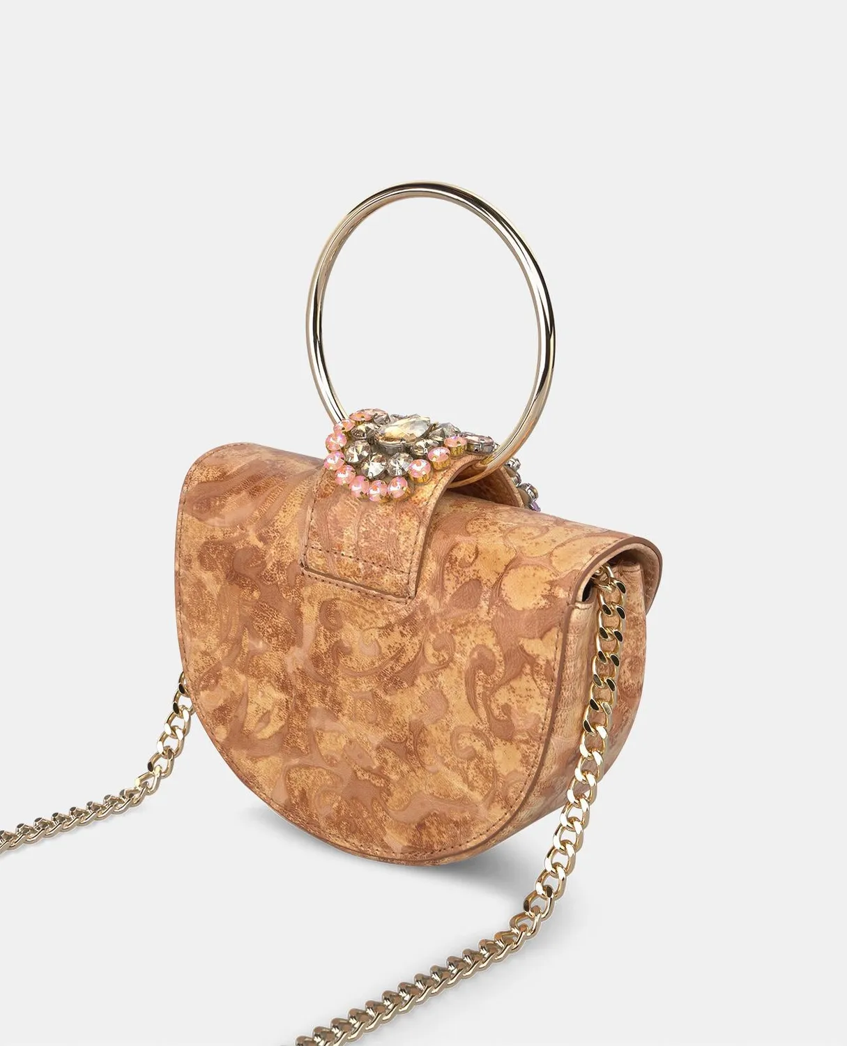 Alma en Pena V25BG5031 sac demi-lune sable cuir chaîne