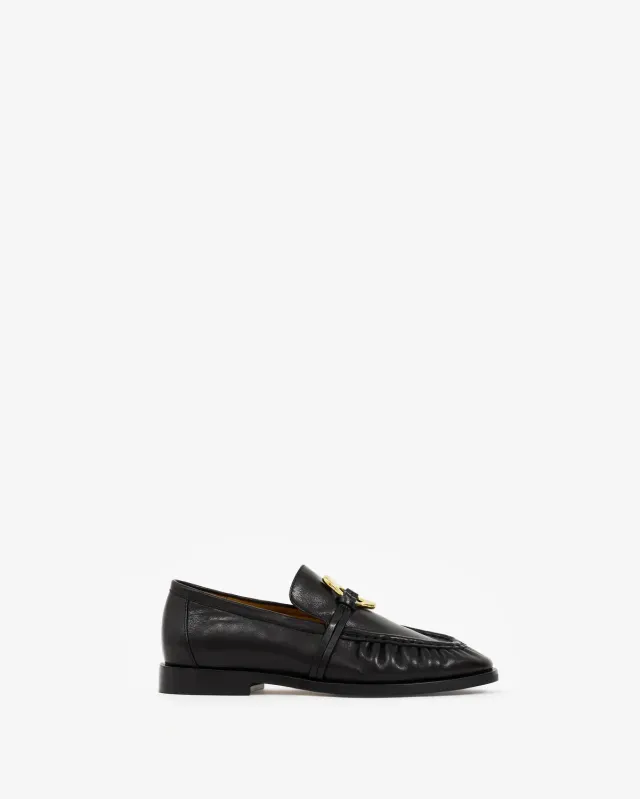 Mi/Mai Orso Black Melt mocassins cuir noir bijou doré