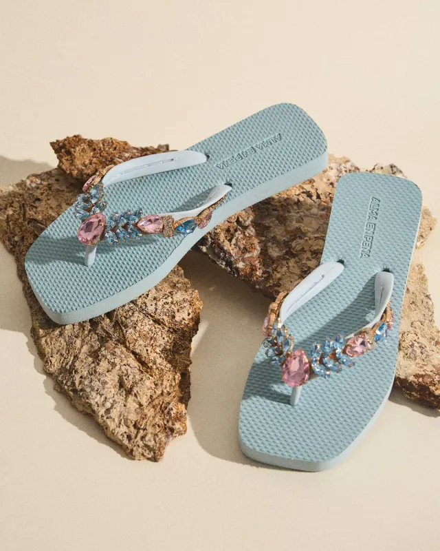 Alma en Pena V269002 tongs bleu sans talon